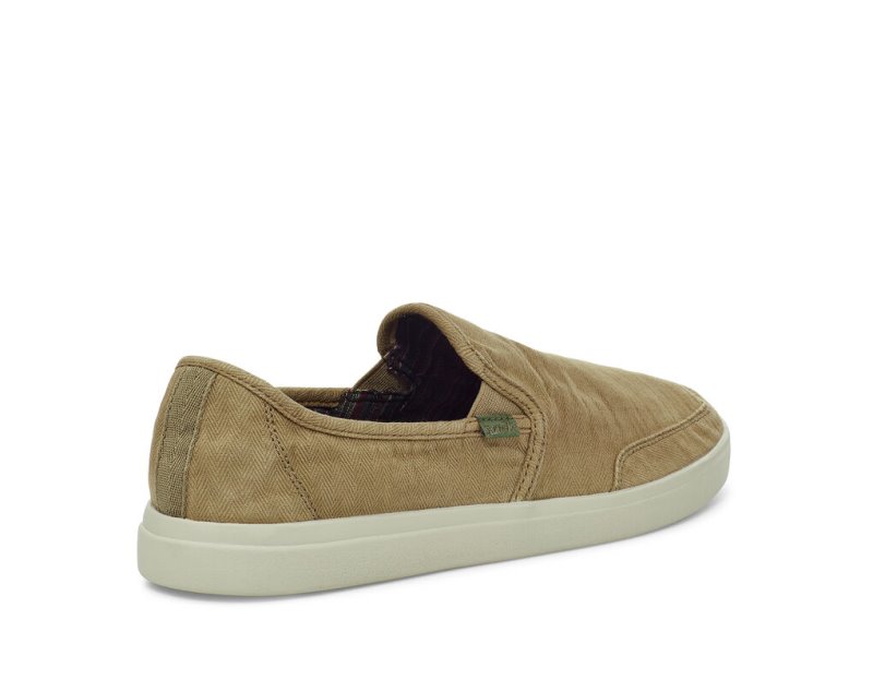 Sanuk Vagabond Slip On Sneaker Wash Vegan Men's Sidewalk Surfers Khaki | Canada 191RVD